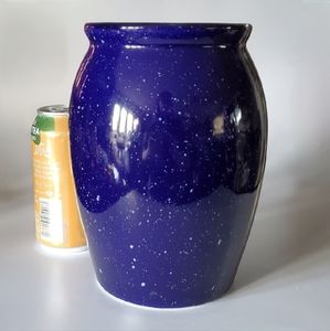7 3/4" Tall Cobalt Blue Speckled Ceramic Vase (NOT Vintage)